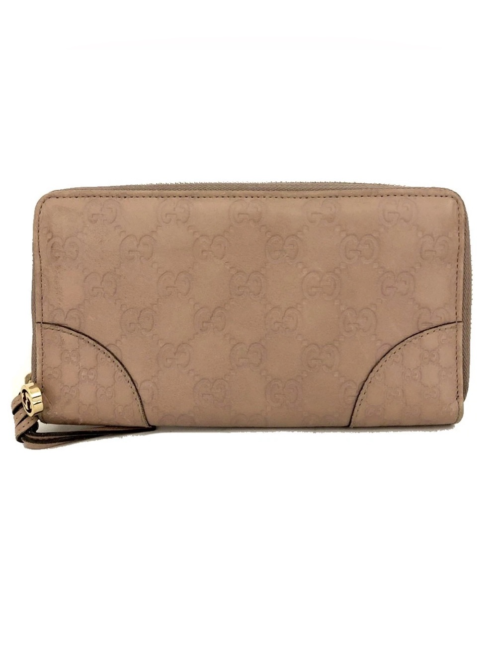 Gucci Monogram GG Leather Continental Wallet in Nude Pink